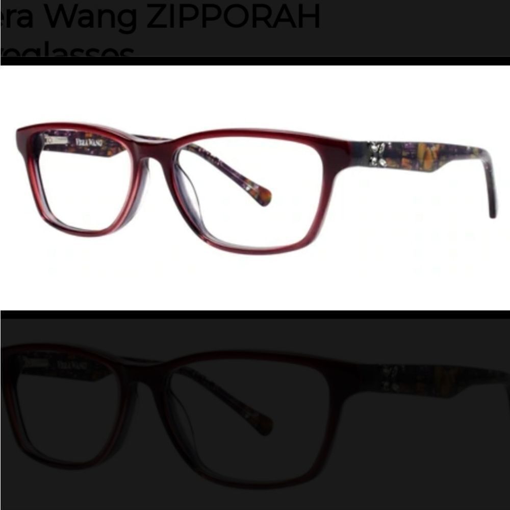 VERA WANG BURGUNDY RHINESTONE PERSCRIPTION GLASSES FRAMES